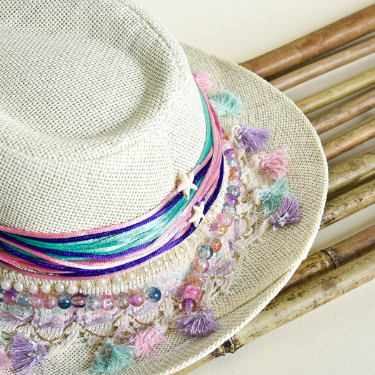White with Pastel Embellishment Hat