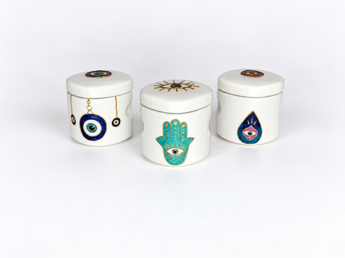 Hamsa & Nazar Charms Containers Set of Three