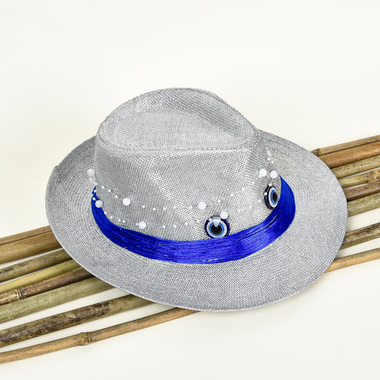 Silver and Blue Eyes Hat