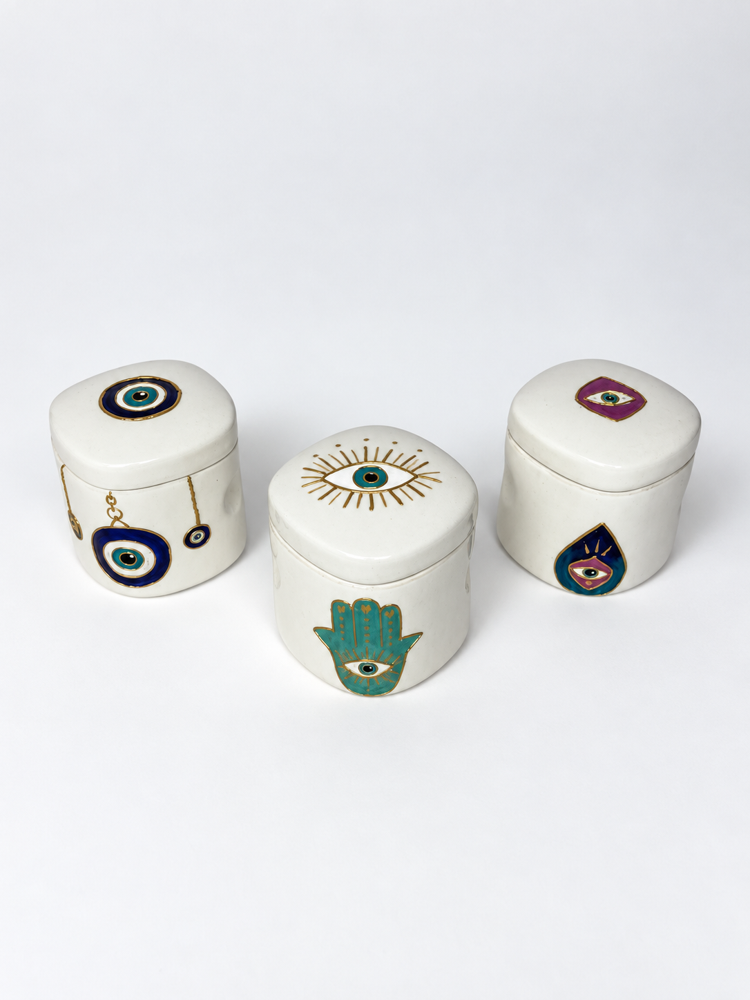 Hamsa & Nazar Charms Containers Set of Three