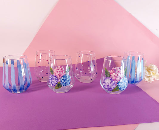 Hydrangea Water Cups Set of Six