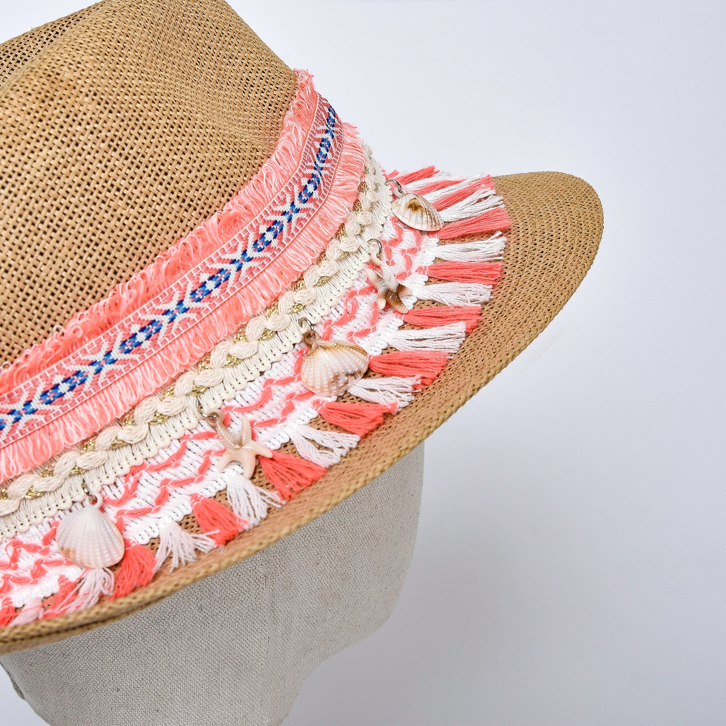 Neon Orange Embellished Hat