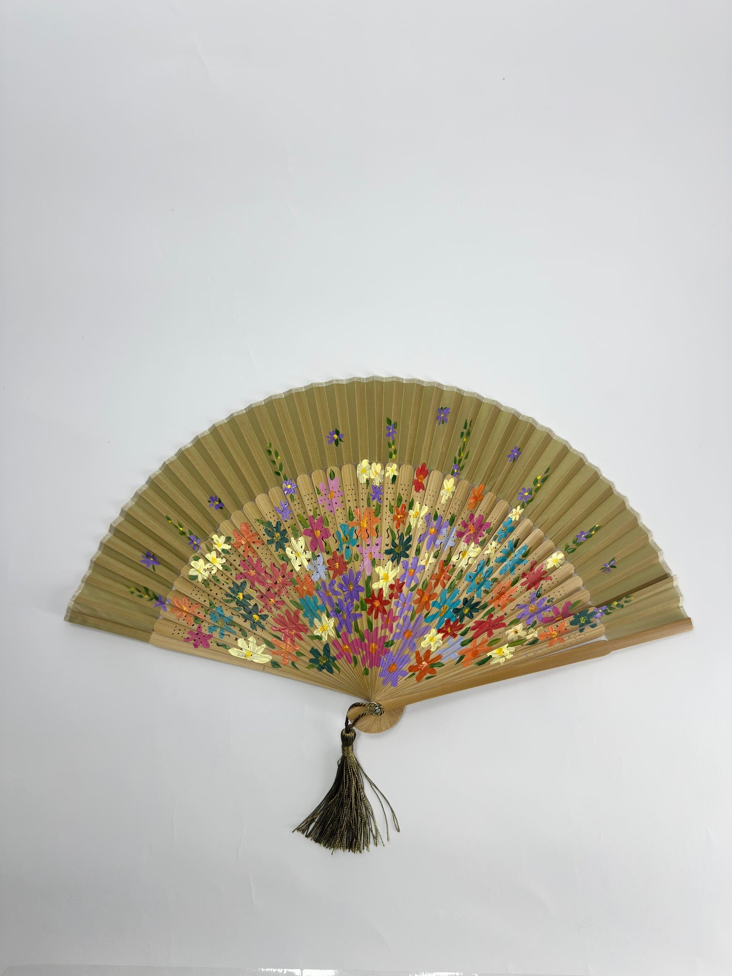 🌸 Hand-Painted Fan – Colorful Floral Design