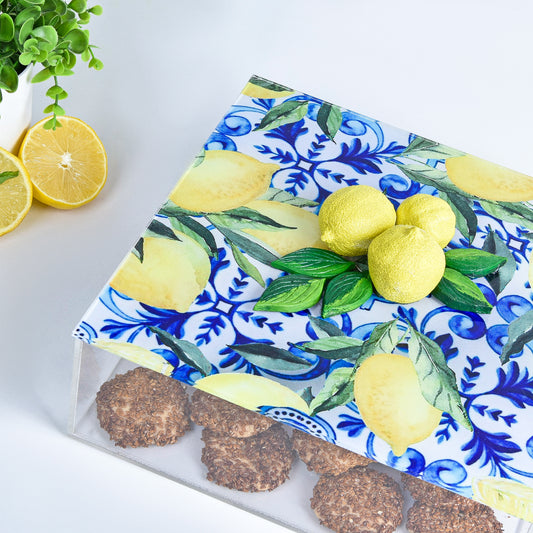 Fresh Lemons with Blue Plexi Box 25X25CM