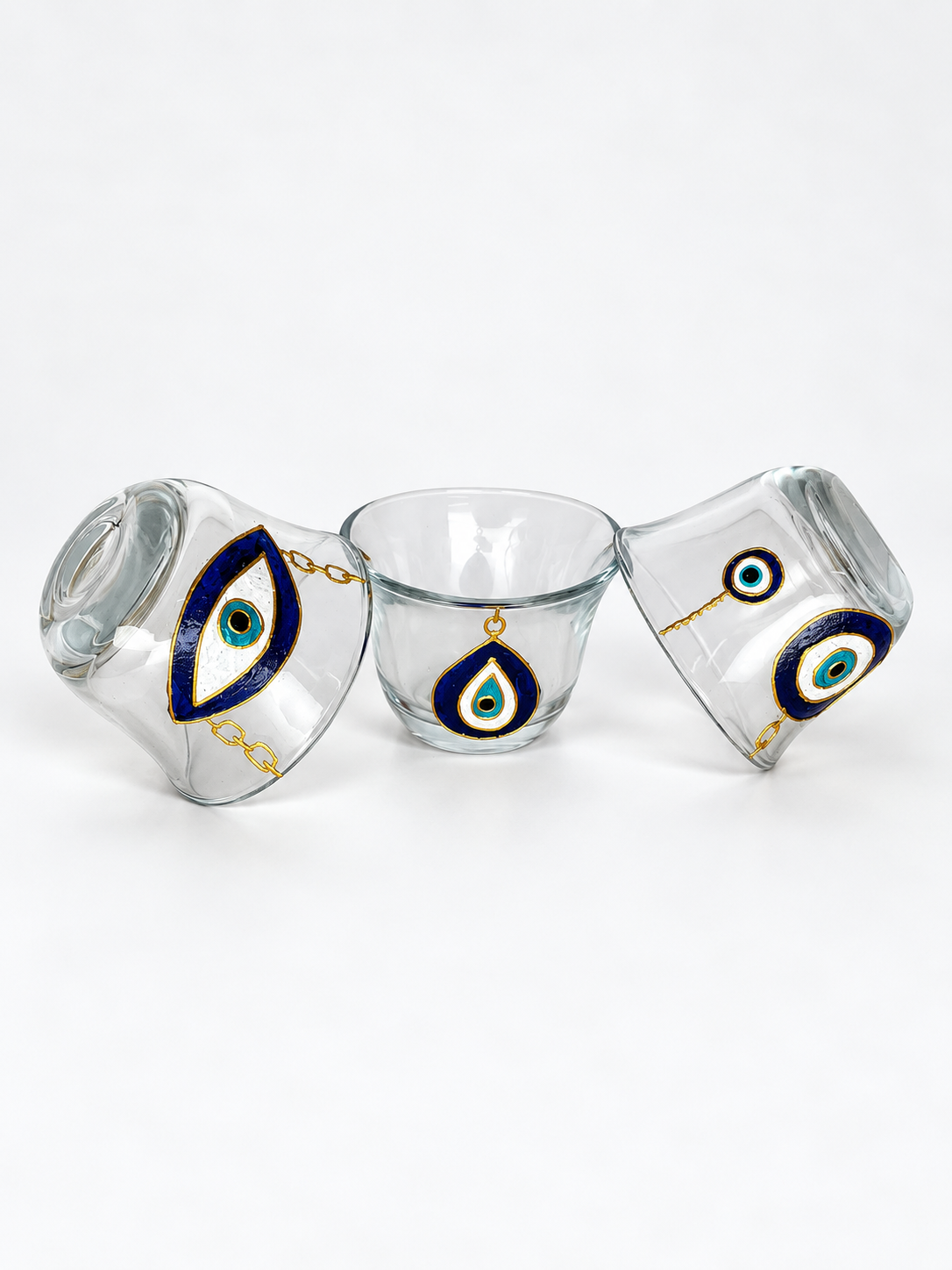 Golden Nazar with Chains Arabic Coffee Cups Set of Six