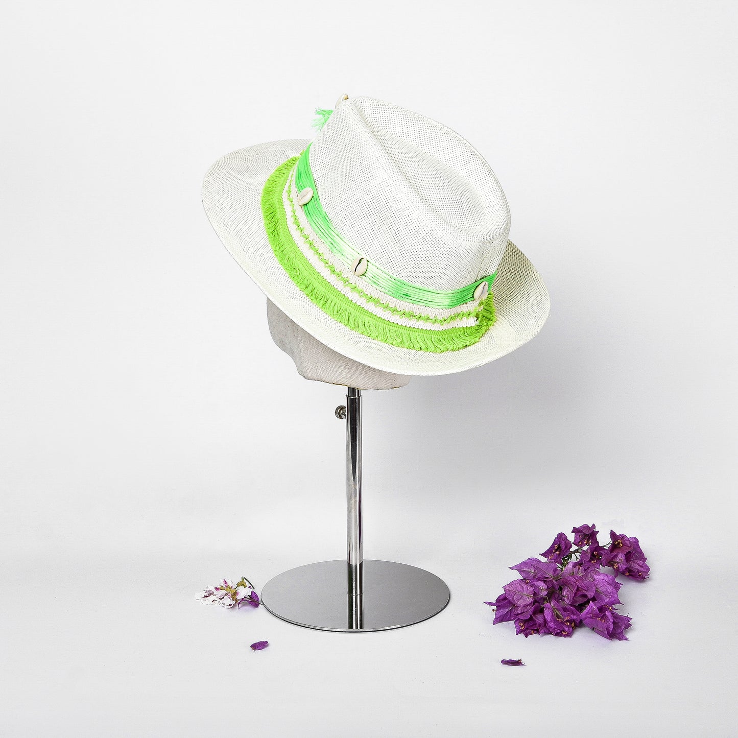 Neon Green Embellished Hat