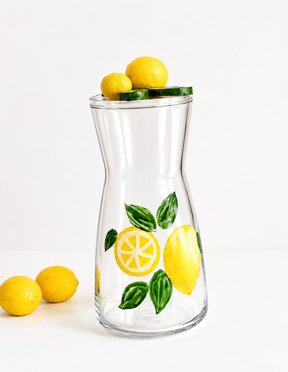 Fresh Lemons with Blue Water carafe