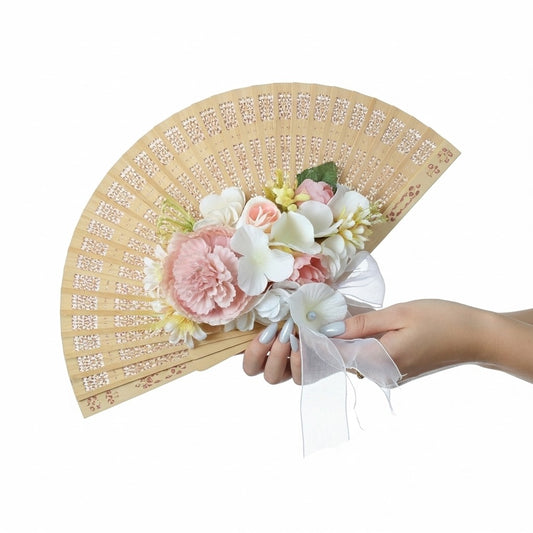 Bridal Fans – Blush Roses & Peonies
