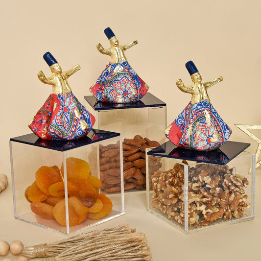 Egyptian Khayamiah Dervish with Gold Leaf – Acrylic Boxes set of 3