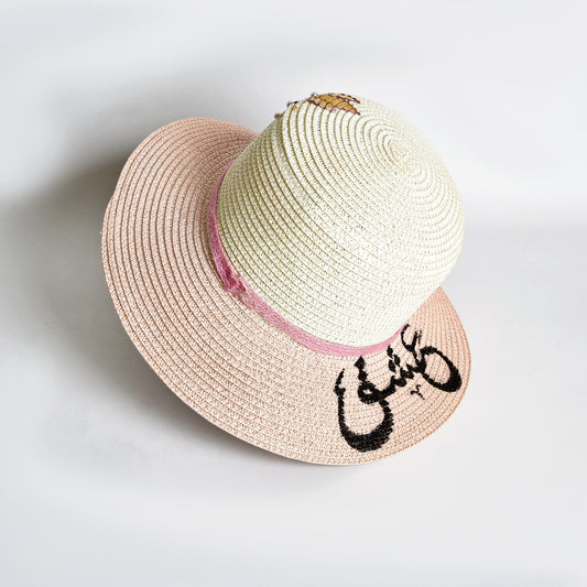 Pink with Hearts and Calligraphy Hat