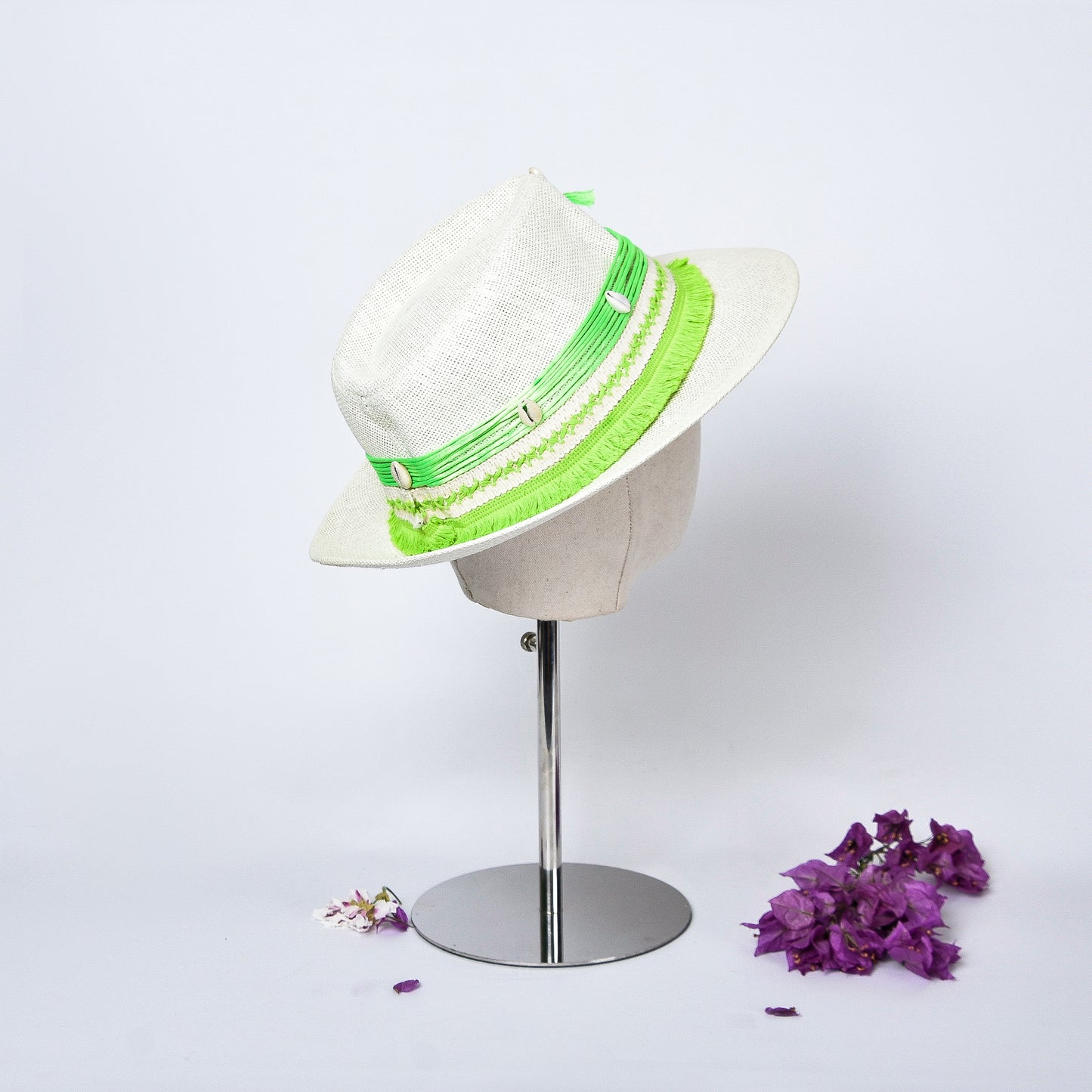 Neon Green Embellished Hat