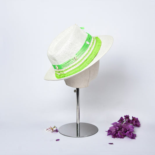 Neon Green Embellished Hat