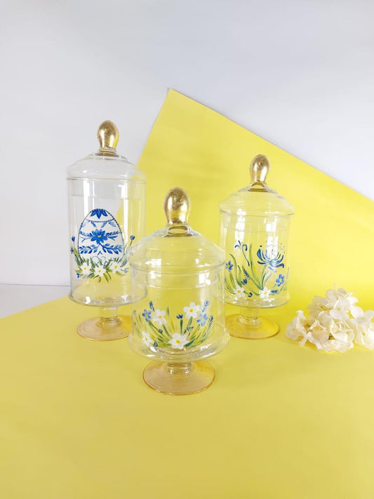 Blue Easter Egg Candy Jars Set of 3