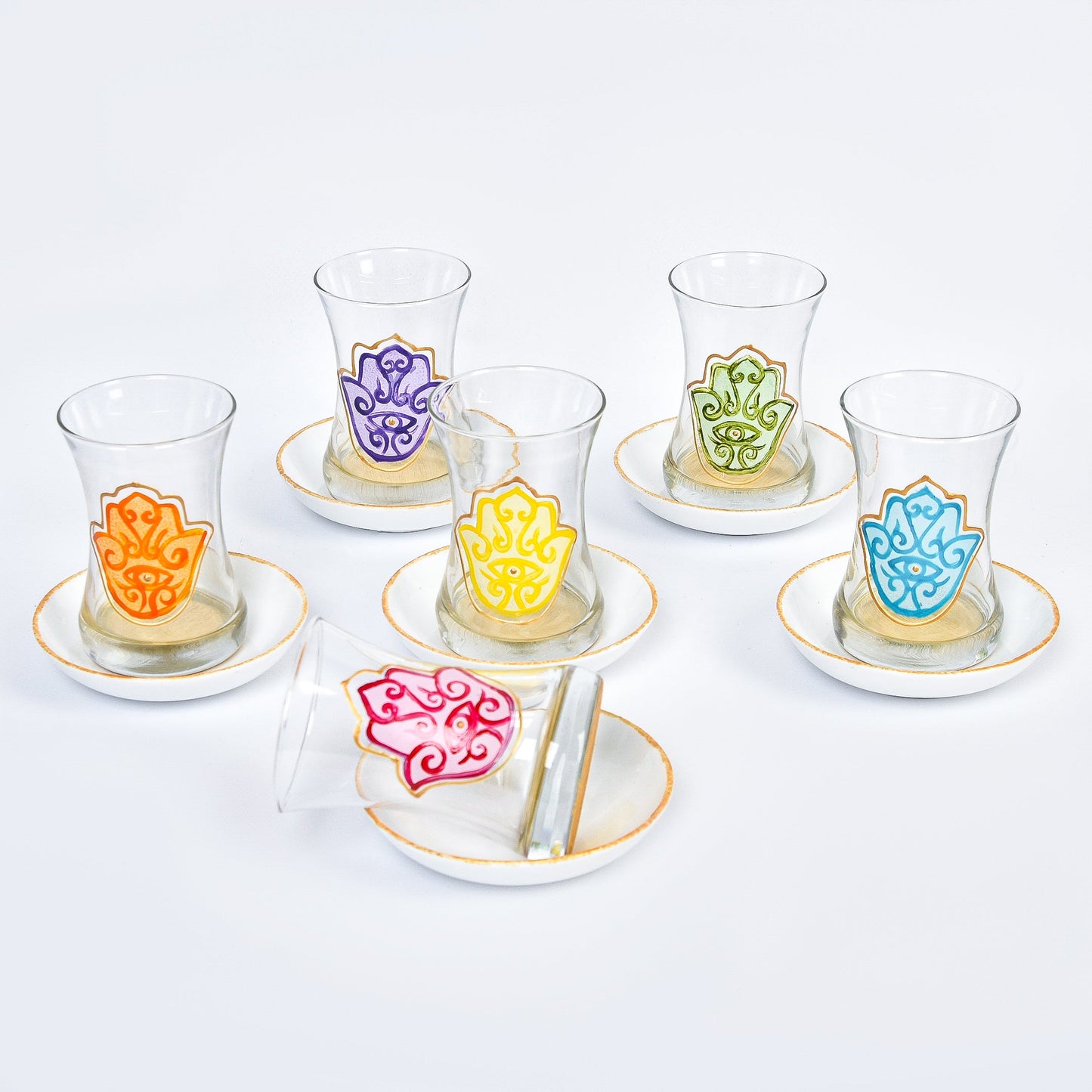 Rainbow Fatima Tea Cups – Set of Six”