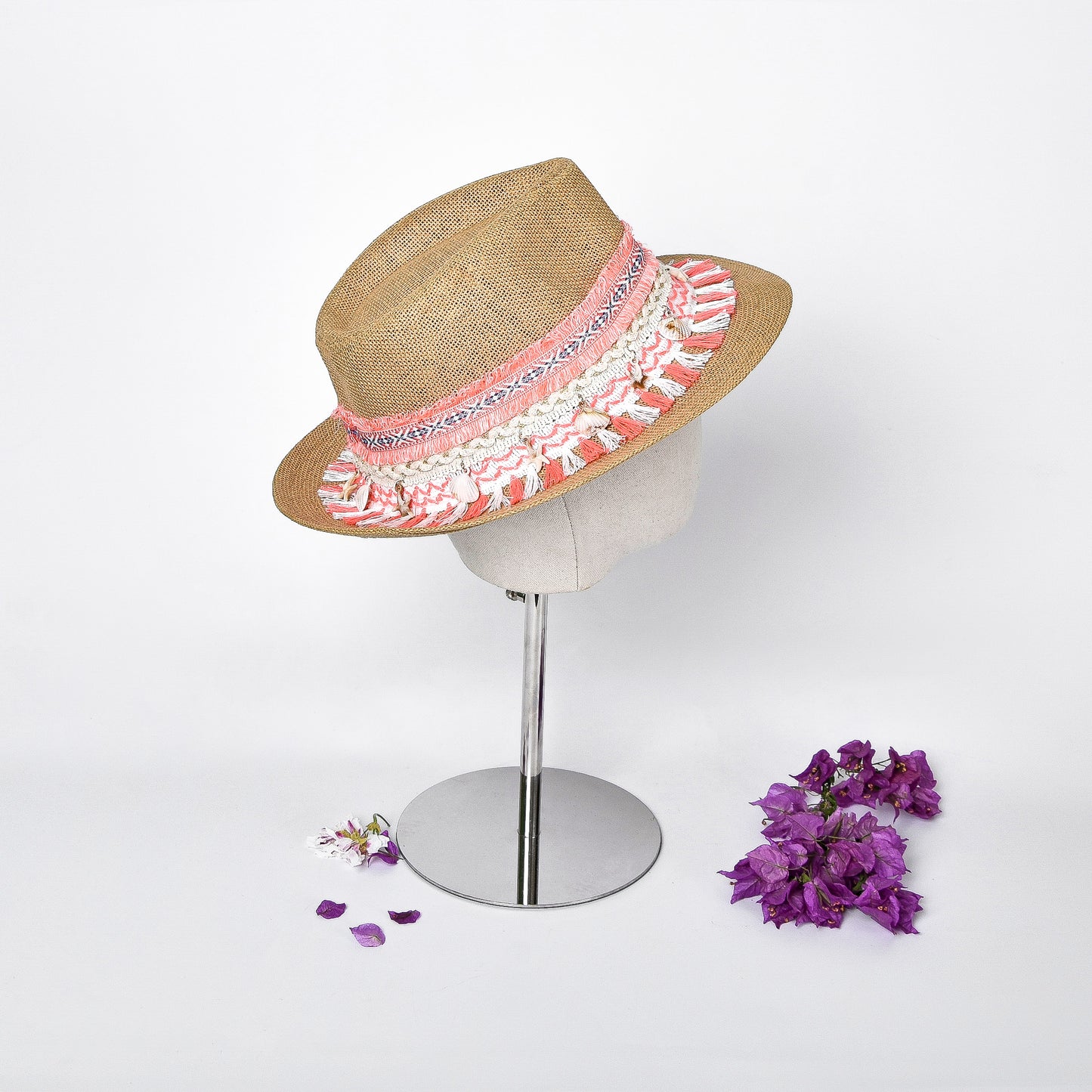 Neon Orange Embellished Hat