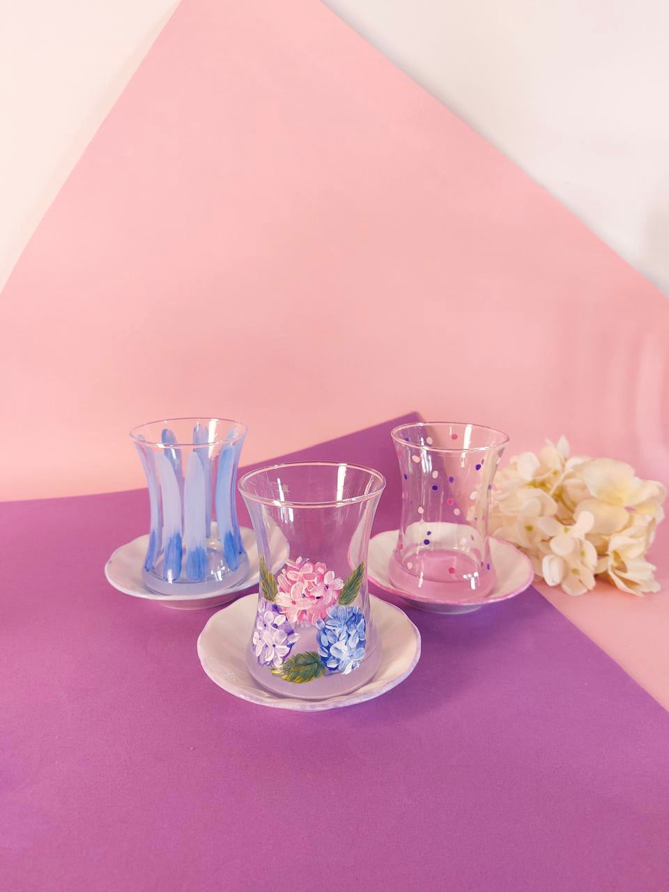 Hydrangea Tea Cups With Saucers Set of Six
