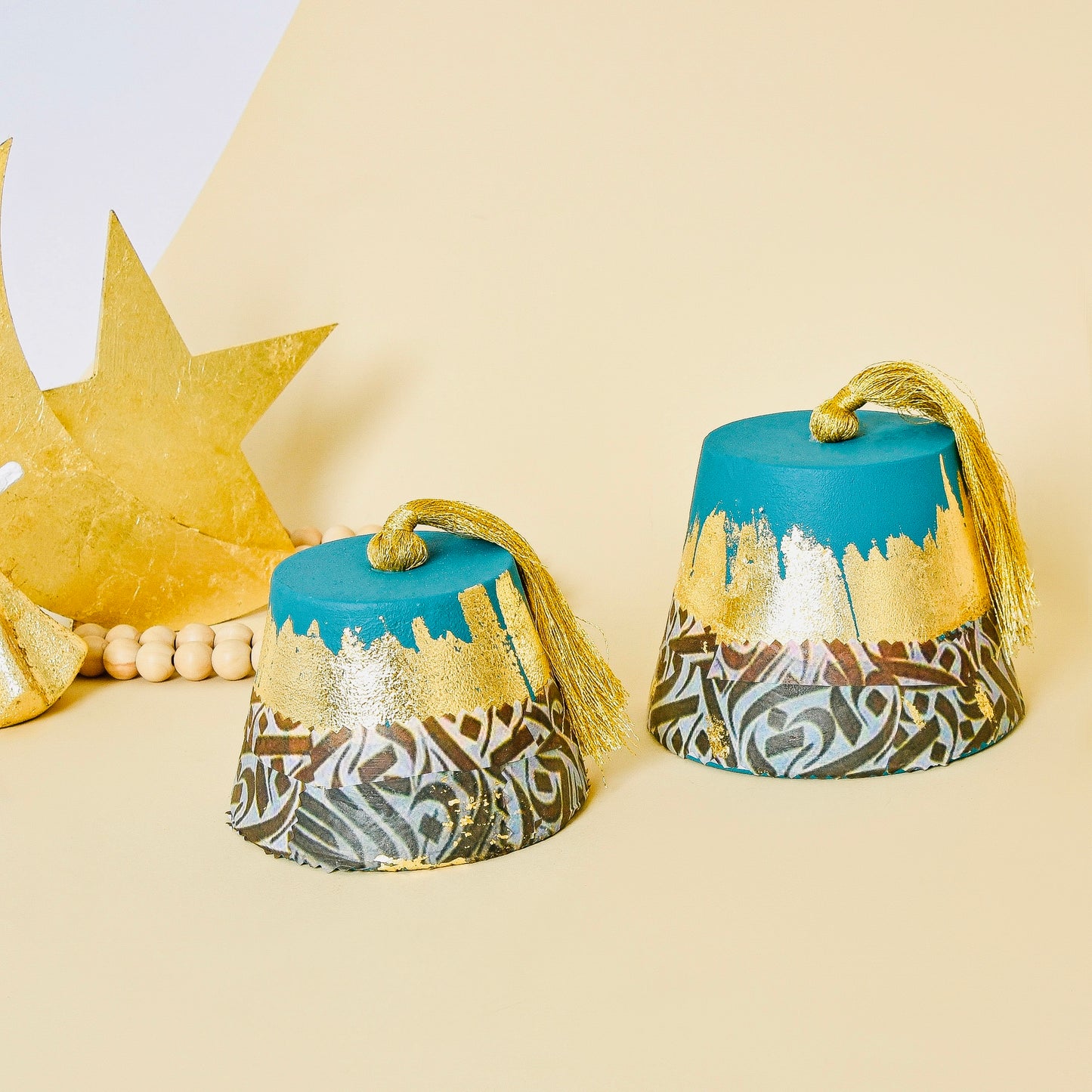 Dark Calligraphy Tarboosh set of 2