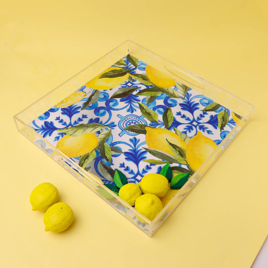 Fresh Lemons with Blue Plexi Tray 30X30CM
