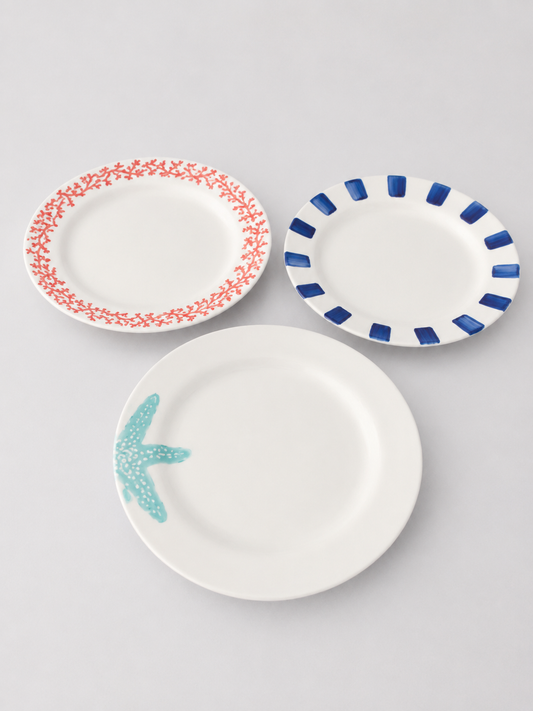 Mediterranean Sea Life Dessert Plates Set of Six