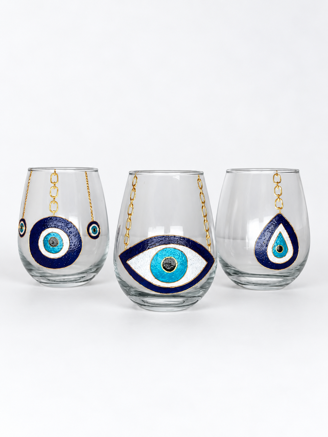 Golden Nazar with Chains Water Cups Set of Six