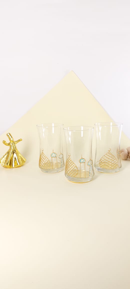 Islamic Village Gold Outline Water Cups set of six