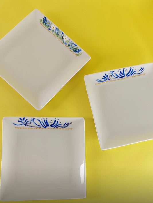Blue Easter Egg Dessert Plates Set of Six