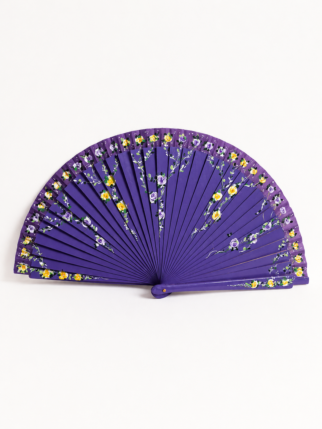 🌸 Hand-Painted Purple Floral Fan