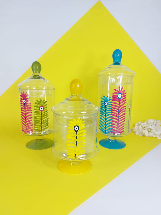 Three Feathers Hand-Painted Candy Jar Set