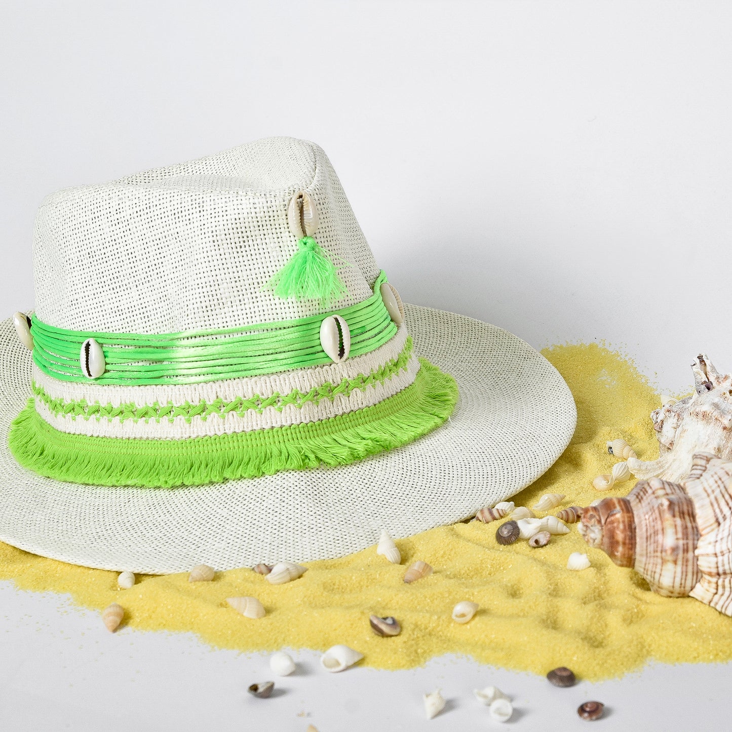Neon Green Embellished Hat