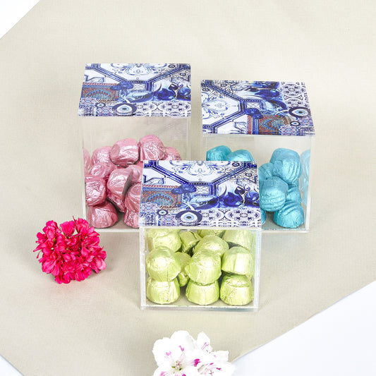Blue Fatima Hands & Eyes Boxes Set of 3 10X10X10CM 10X10X8CM 10X10X12CM