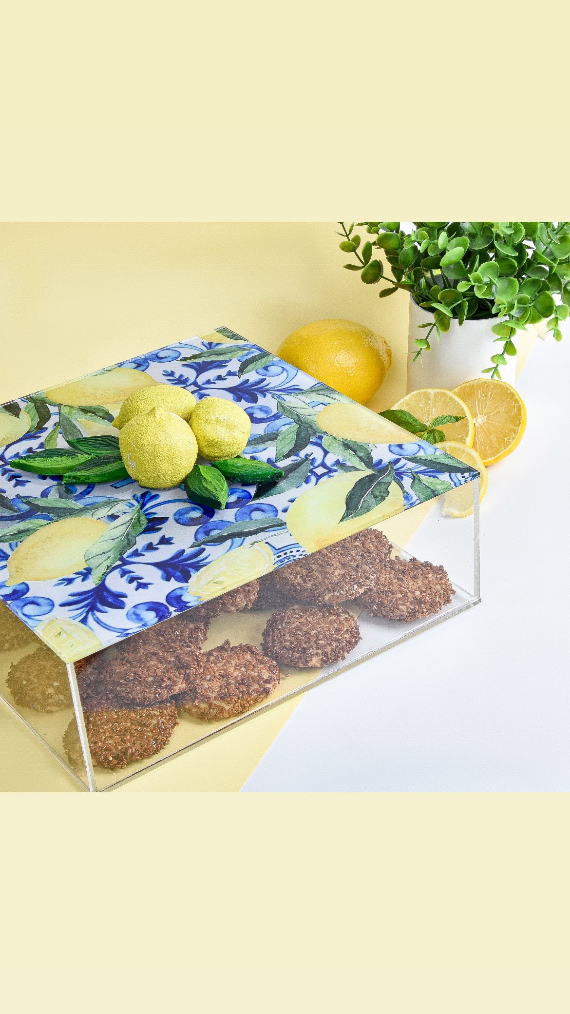 Fresh Lemons with Blue Plexi Box 25X25CM