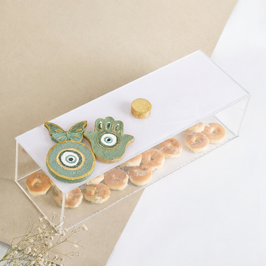 Pistach Embossed Eyes, Fatima Hands and Butterflies Handmade Plexi Long Box