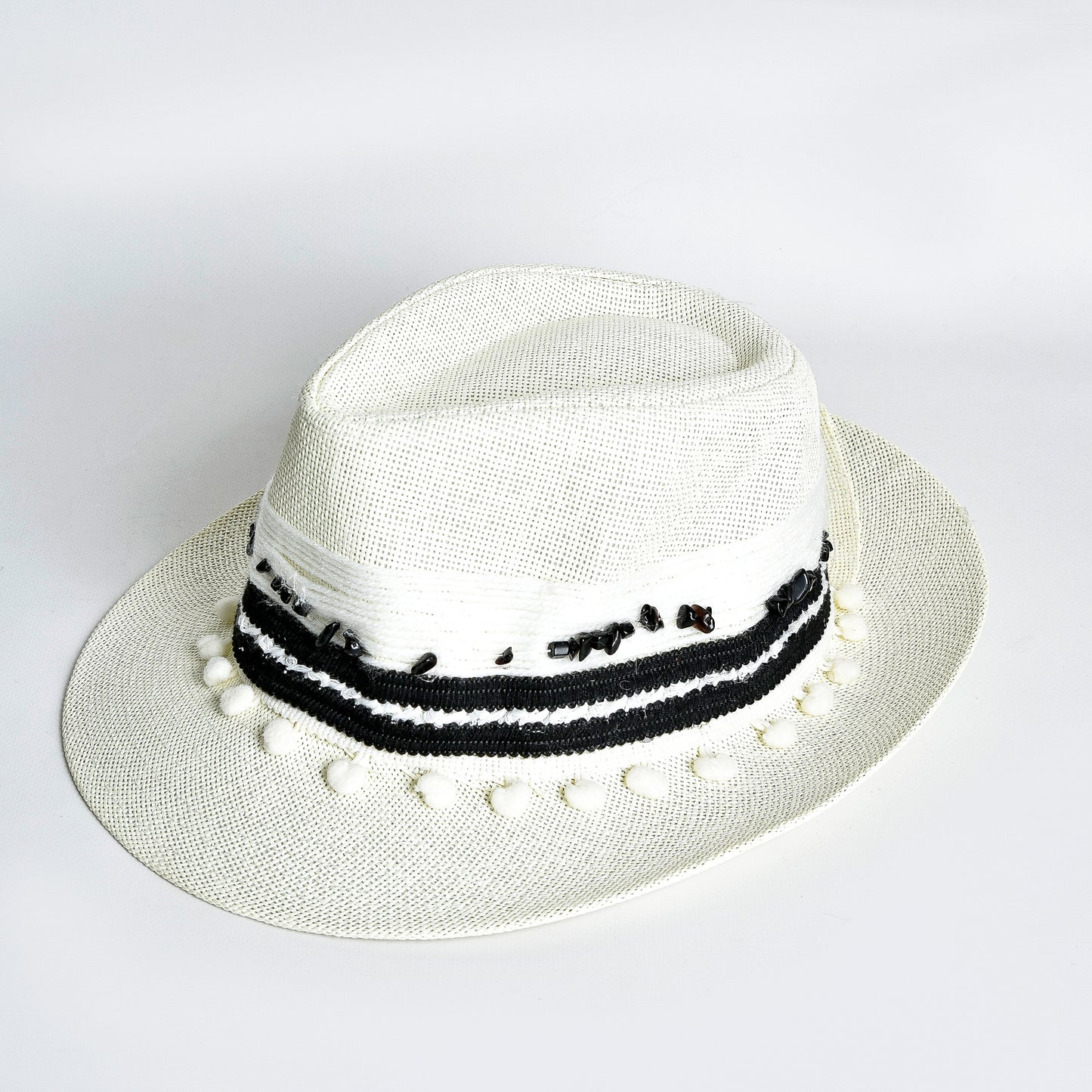 Off White Black Embellishment Hat
