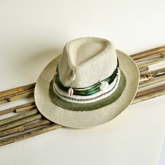 Olive Green Embellished Hat