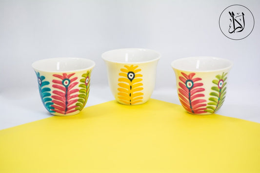 Peacock Feather – Arabic Coffee Cups (Set of 6)