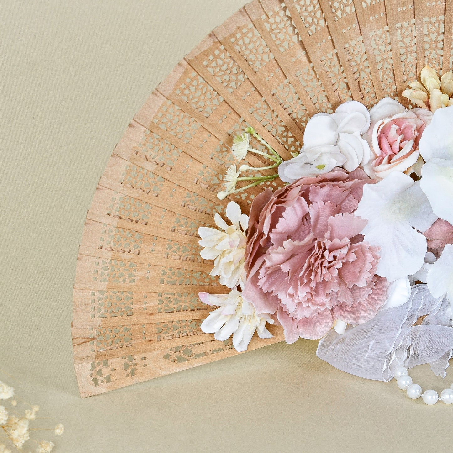 Bridal Fans – Blush Roses & Peonies