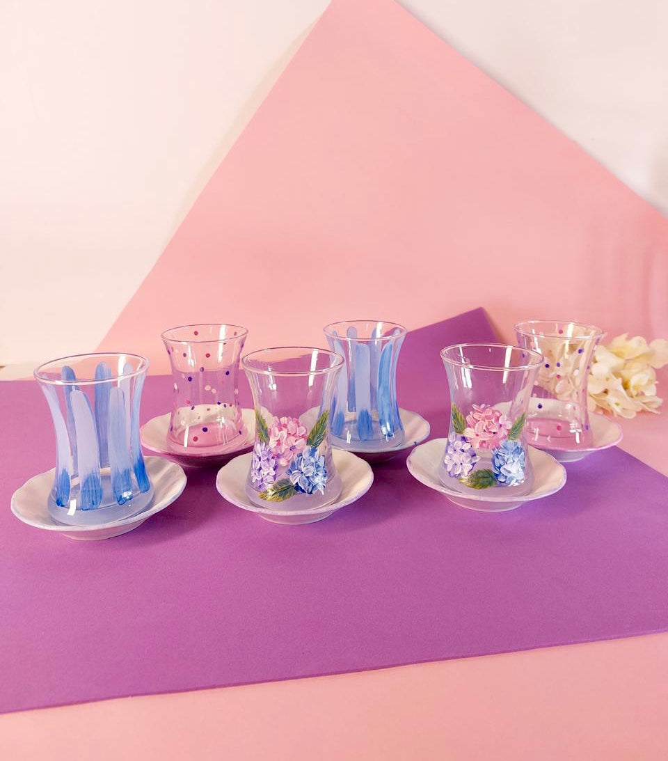 Hydrangea Tea Cups With Saucers Set of Six