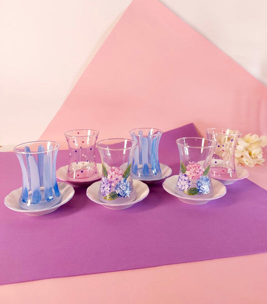 Hydrangea Tea Cups With Saucers Set of Six