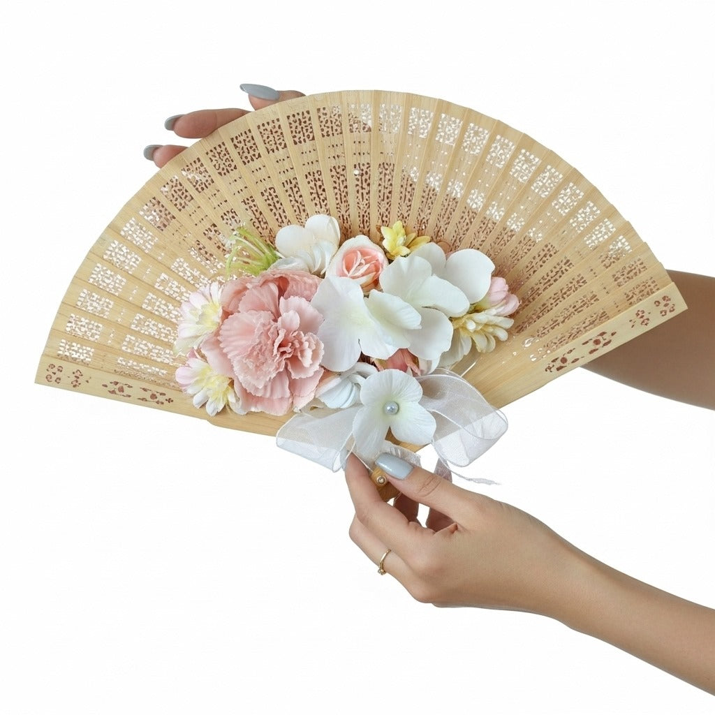 Bridal Fans – Blush Roses & Peonies