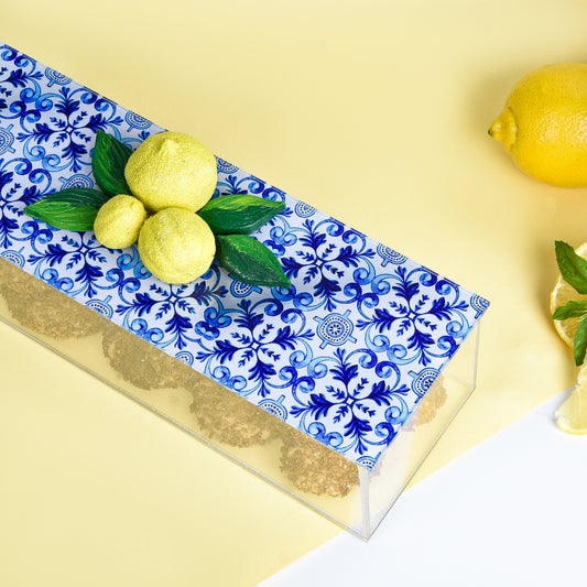 Fresh Lemons with Blue Plexi Box 30X10CM