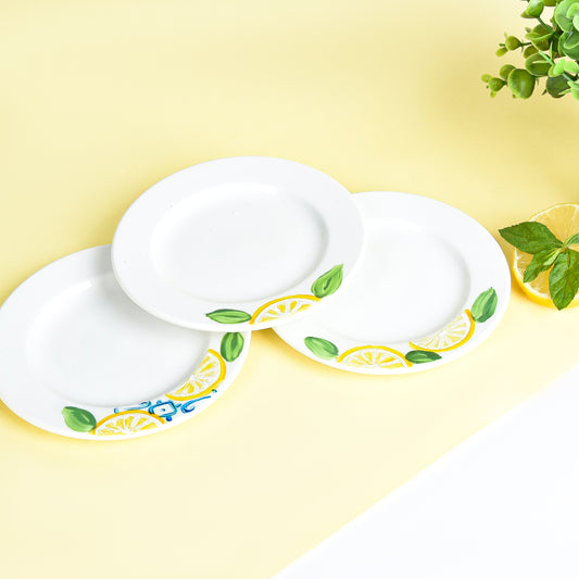 Fresh Lemons with Blue Dessert Plates Set of Six