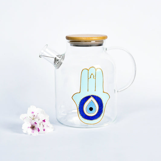 Blue Fatima Hands & Eyes Teapot