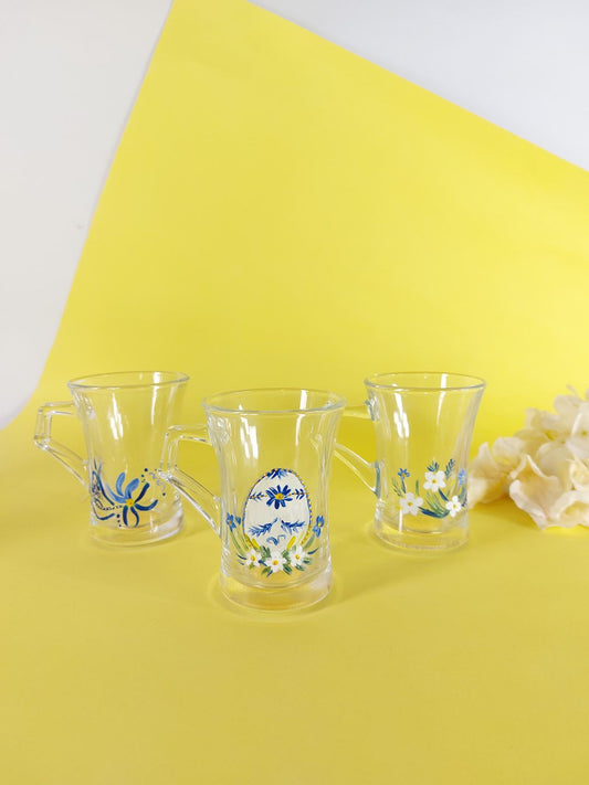Blue Easter Egg Tea Cups With Handles Set of Six