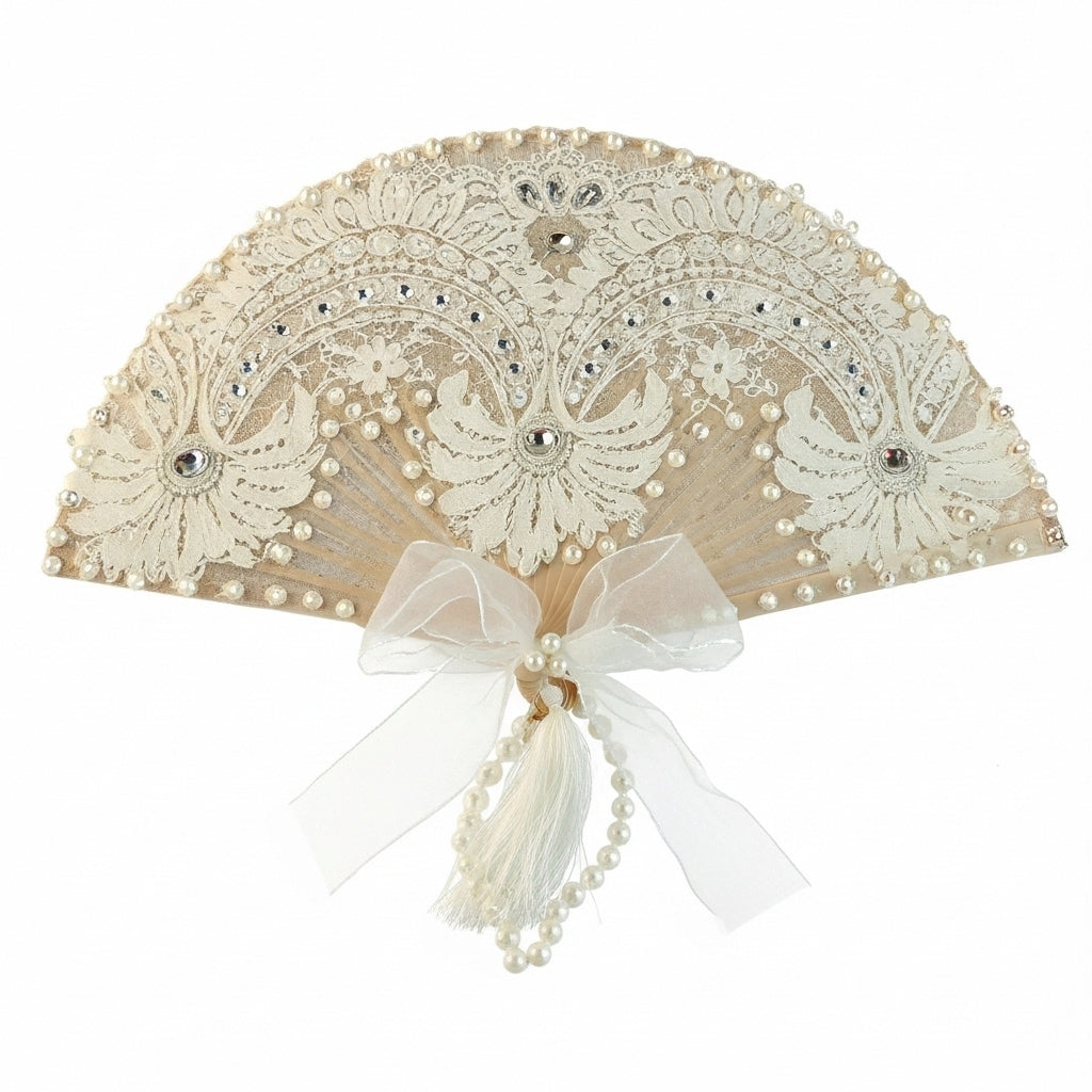Bridal Fans – Lace & Pearl Elegance