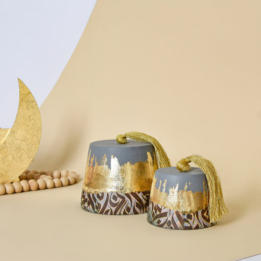 Dark Calligraphy Tarboosh set of 2