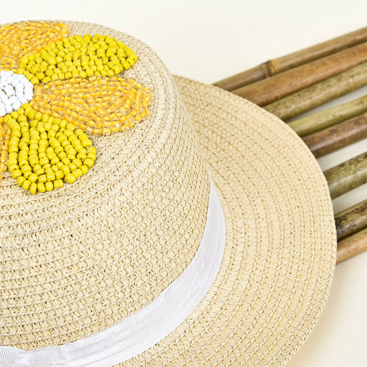 Yellow Flower Sequin Colorful Hat