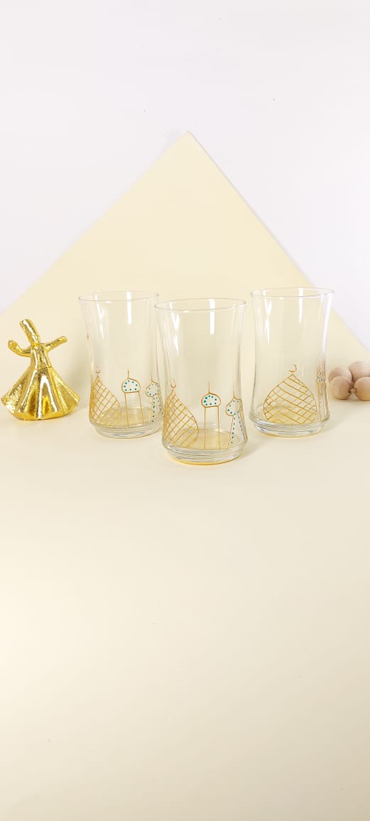 Islamic Village Gold Outline Water Cups set of six