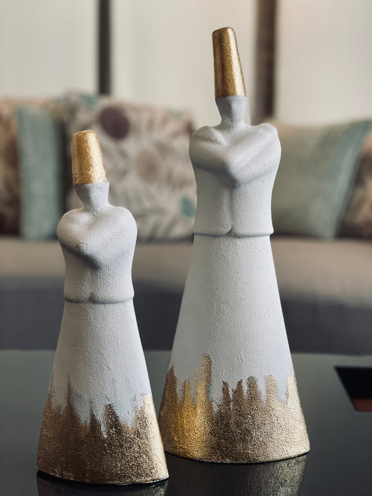 Standing Dervish With Gold Leaf set of 2