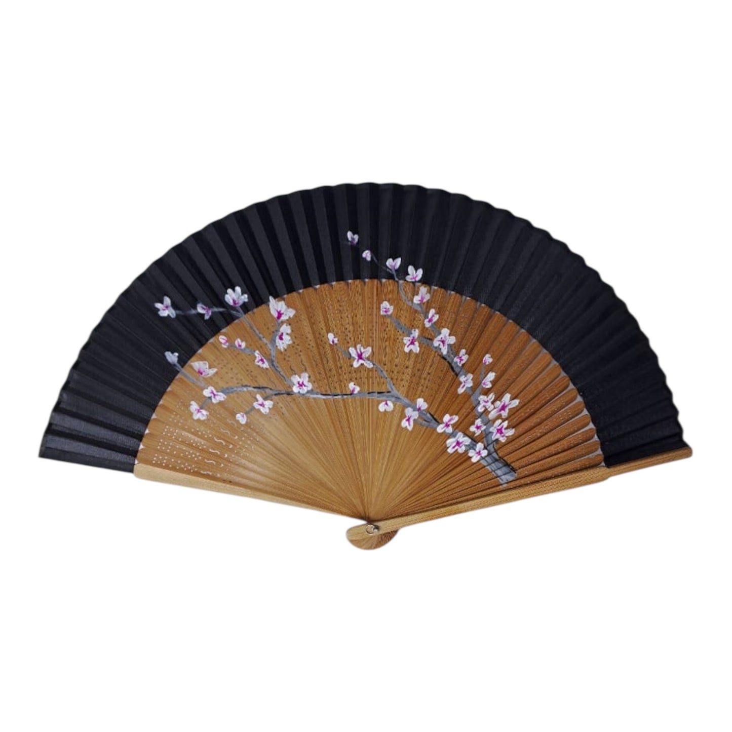Hand-Painted Folding Fan – Cherry Blossom Branch