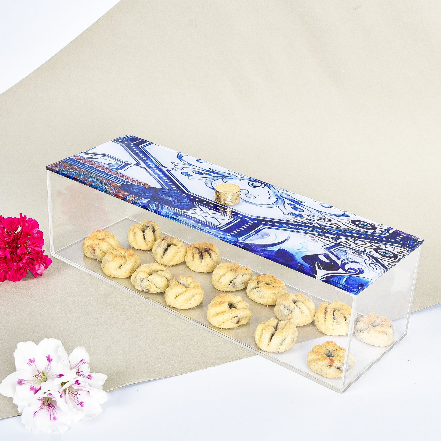 Blue Fatima Hands & Eyes Plexi Box 30X10CM
